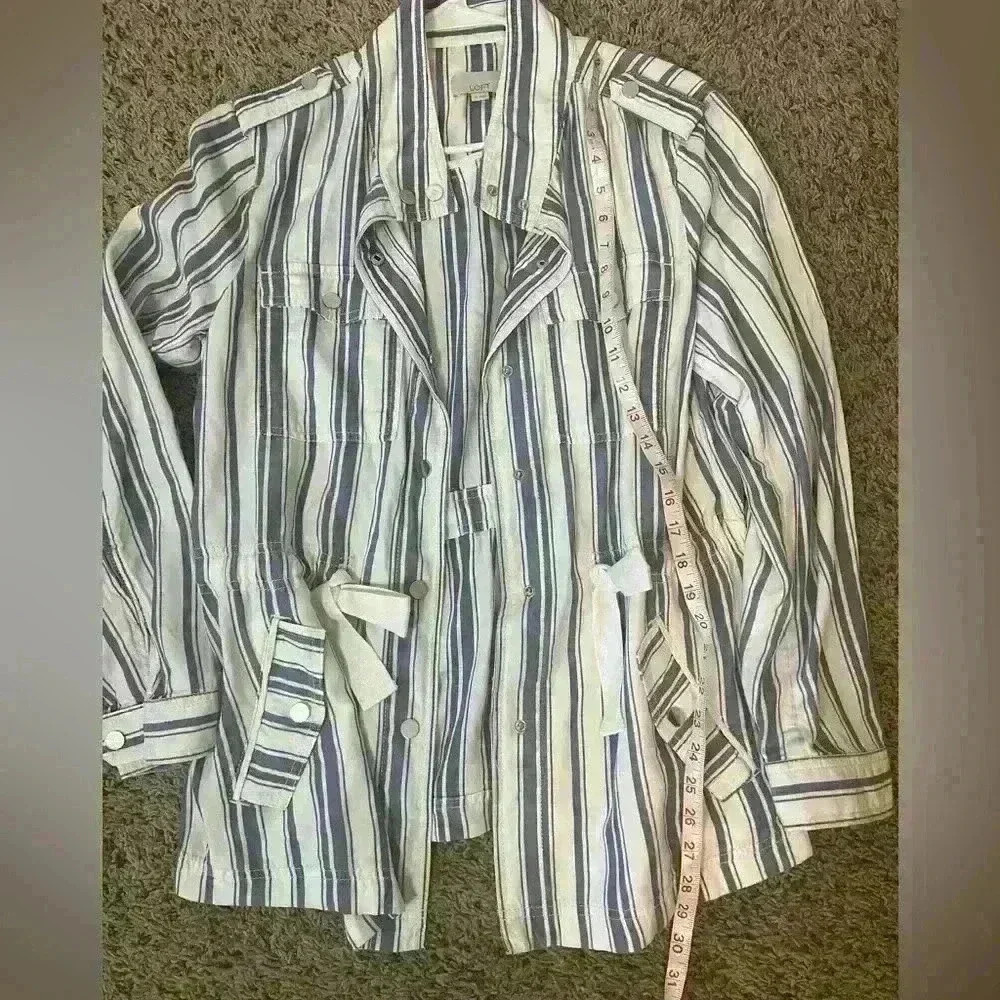 Loft Stripe Cinch Waist Jacket - Picture 13 of 13